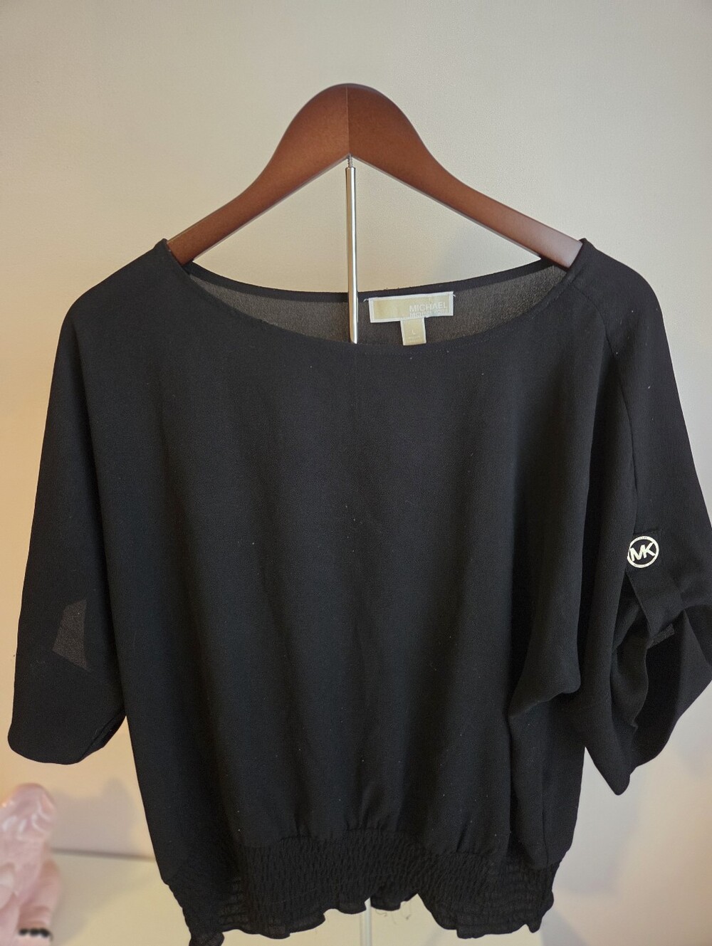 Michael Kors Black Short-Sleeve Boatneck Pullover